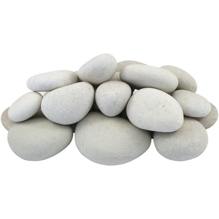 Rainforest, Outdoor Decorative Stones, Caribbean Beach Pebbles, White, 1-3", 30lbs