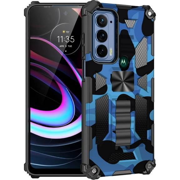 for Motorola Moto G Power 2022 (Not 2021) Camouflage Case, Heavy Duty Shockproof Protection Military Grade Built-in Magnetic Kickstand Camo Cover Case for Moto G Power 2022 MC Dark Blue