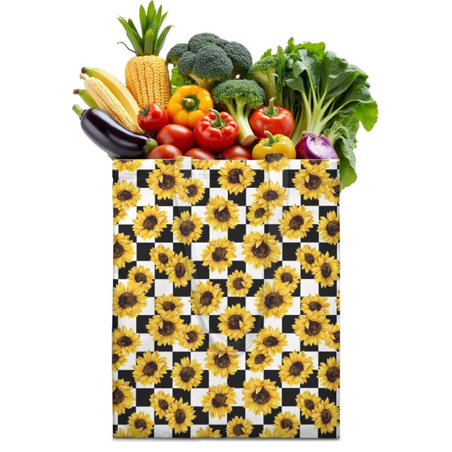 Country Chic Sunflower Print Foldable Shopping Bag - Eco-Friendly & Large Capacity Tote