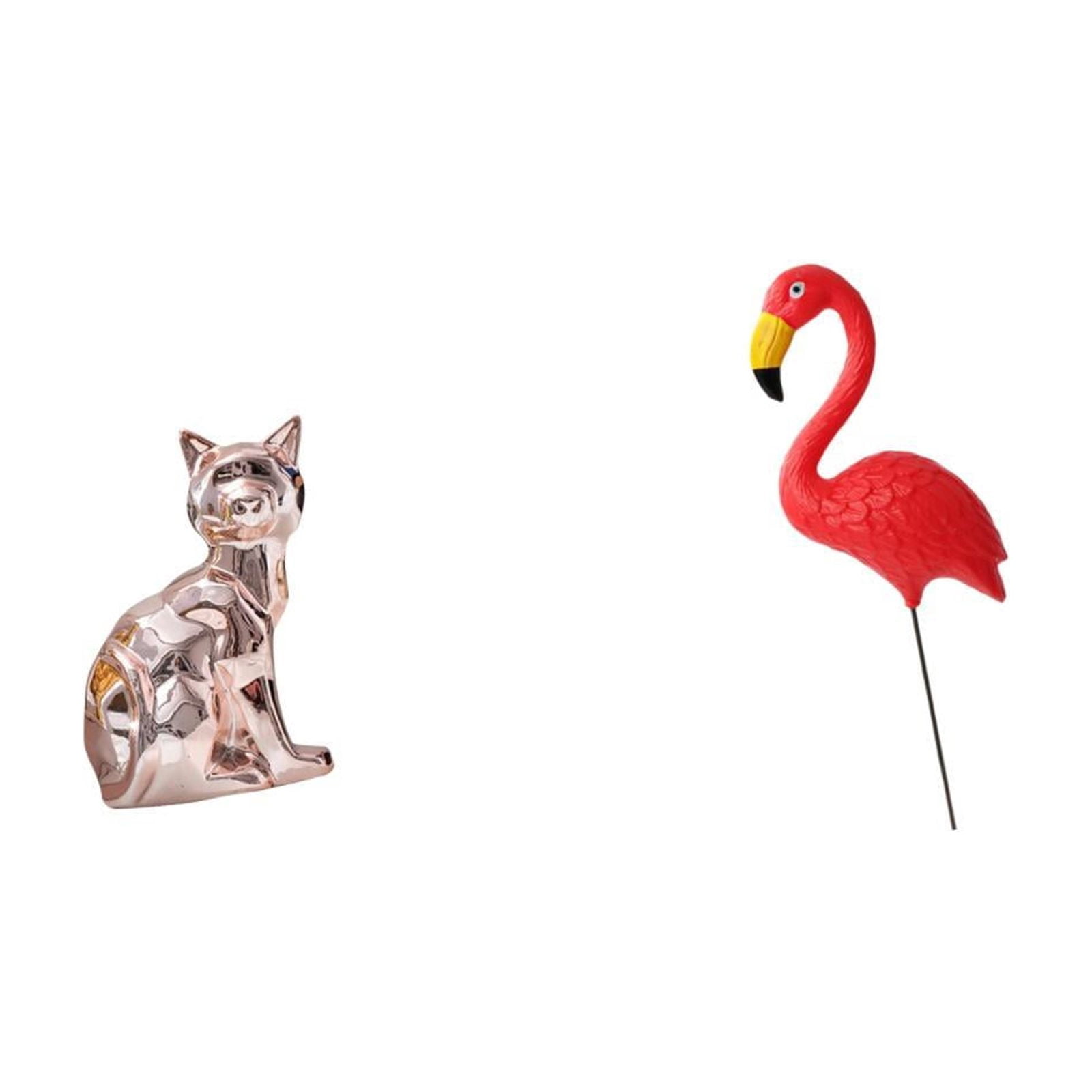 CarpNettore Cat Bird Statue Decorative Figurine Animal Sculpture Art Craft Ornament for Fireplace Yard Art Ornament Backyard Fairy Garden Accessories Flamingo Garden Stake Sculpture for Holiday