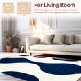 thumbnail image 2 of ODIKA 4'x6' Machine Washable Non-Slip Area Rug, Contemporary Wave Motif with Fluid Interlocking Curves and Contrasts High Traffic Rug, Navy, 249723, 2 of 7