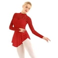 thumbnail image 3 of Alvivi Women Girls Lyrical Figure Ice Skating Dress Long Sleeve Ballet Dance Gymnastics Leotard Dresses Red Large, 3 of 7
