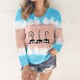 thumbnail image 1 of Hauts pour Femmes 2023 T-Shirt Imprimé Patchwork Col Rond Décontracté Blouse en Solde, 1 of 7