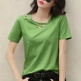 thumbnail image 5 of NuoCaiYun Casual Tops for Women, Summer Womens Casual Oversize Solid Color V-Neck Short Sleeve T-Shirt, 5 of 6