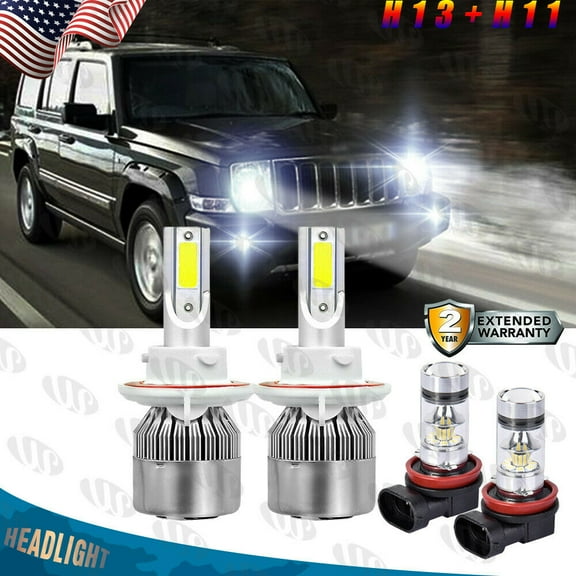 Fit For Jeep Wrangler 2010-2020 LED Headlight Hi/Low Beam   Fog Light 4x Bulbs