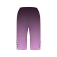 thumbnail image 4 of STETMN Women's Knee Length Shorts Gradient Cotton Linen Shorts Summer Beachwear Outfits with Pocket, 4 of 5