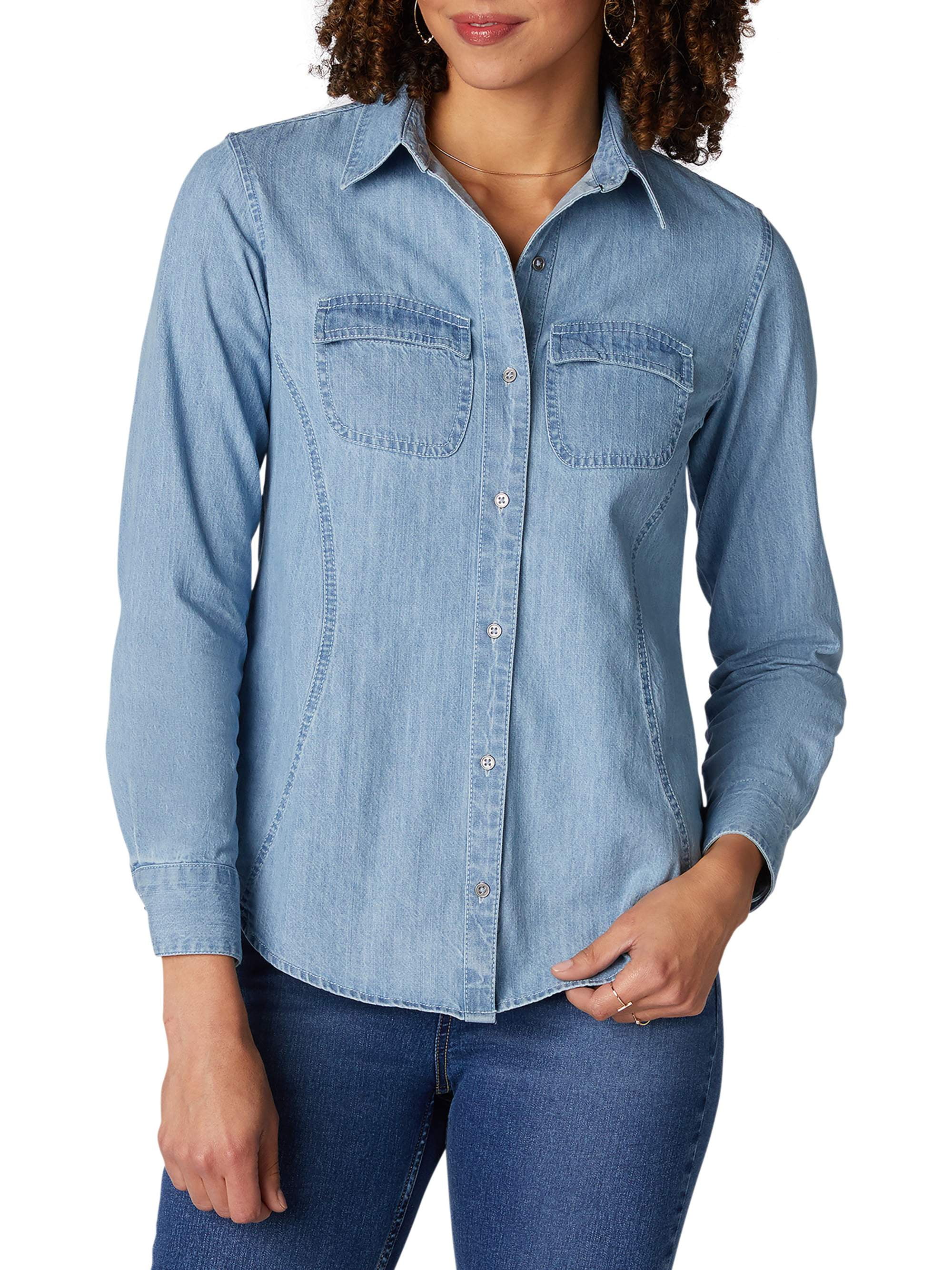 women's long sleeve denim shirt