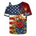 thumbnail image 6 of Karymi Womens Workout Tops 4th of July Asymmetrical Cold Shoulder Short Sleeve T‑Shirt, Casual Summer Top Patriotic Independence Day Print Womens Tops Dressy Casual, 6 of 6