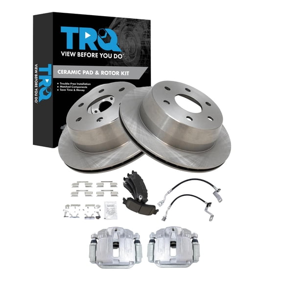 TRQ Rear Brake Pad & Rotor Kit Ceramic Fits 2001 Chevrolet Silverado 1500 GMC Sierra 1500