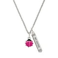 thumbnail image 1 of Delight Jewelry Silvertone Mini Hot Pink Ladybug Silvertone Always My Sister Bar Charm Necklace, 23", 1 of 4