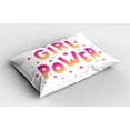 thumbnail image 2 of Ambesonne Girl Power Pillow Sham 2 Pack, Ombre Style Lettering, 30"x20", Yellow and Pink, 2 of 3