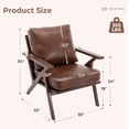 thumbnail image 3 of Bonzy Home Mid-Century Modern Accent Chair Set of 2, PU Leather Armchairs with Solid Wood Frame & Removable Cushions, Reading Chairs for Living Room Bedroom, Brown, 3 of 9