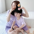 thumbnail image 2 of Pijamas de modal para padres e hijos, ropa de casa, pijamas de verano finos de manga corta, estilo coreano, traje para niños y niñas, transpirable, 2 of 6