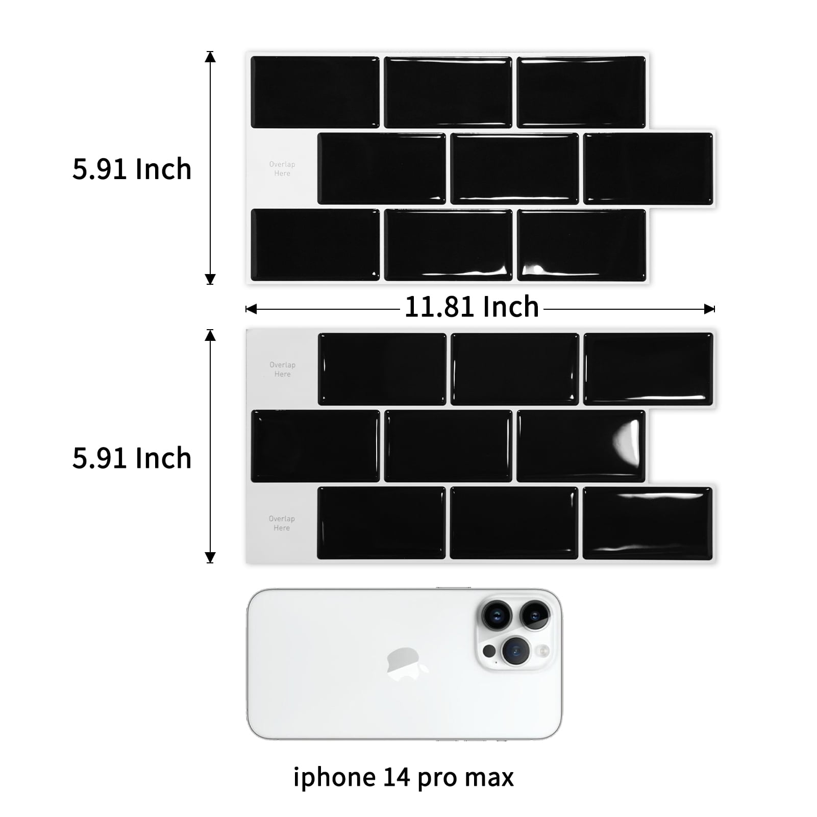 Art3d 20-Pack 12" x 6" Peel and Stick Kitchen Backsplash Tile, Vinyl Stick On Subway Tile, Black with White Grouting