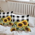 thumbnail image 7 of Waterproof Throw Pillow Covers Set of 2, 18x18 Inch Sunflower Decorative Pillowcases Outdoor Pillow Slip Cushion Covers Set for Couch Tent Summer Botanical Floral Blooming Black Plaid, 7 of 7