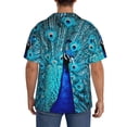 thumbnail image 5 of Haiem Beautiful Blue Peacock Men's Casual Shirts Short Sleeve Button Down Shirts Fashion Textured Summer Beach Shirt-XX-Large, 5 of 7