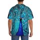 thumbnail image 3 of Balery Beautiful Blue Peacock Camisa Casual de Manga Corta con Botones para Hombre, Texturizada, Estilo Cubano, para Playa, Verano-Small, 3 of 5