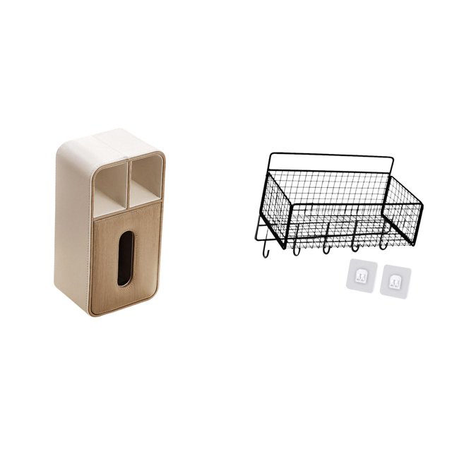 caja de pañuelos,Funda para caja de pañuelos de cuero sintético para dormitorio,Cesta de almacenamiento colgante,Cesta de almacenamiento para gabinete organizador de pared colgante,Estantes