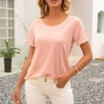 thumbnail image 4 of Camiseta de mujer Sexy Backless Hollow Manga corta Cuello redondo Top suelto, Rosa, XL Kearding AP001243-08, 4 of 7