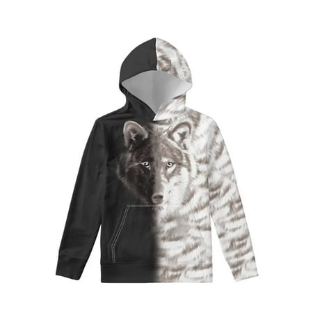 

TOADDMOS Wolf Long Sleeve Pullover Hoodies for Girls Vintage Kids Sweatshirts Oversized Children Clothing Size S