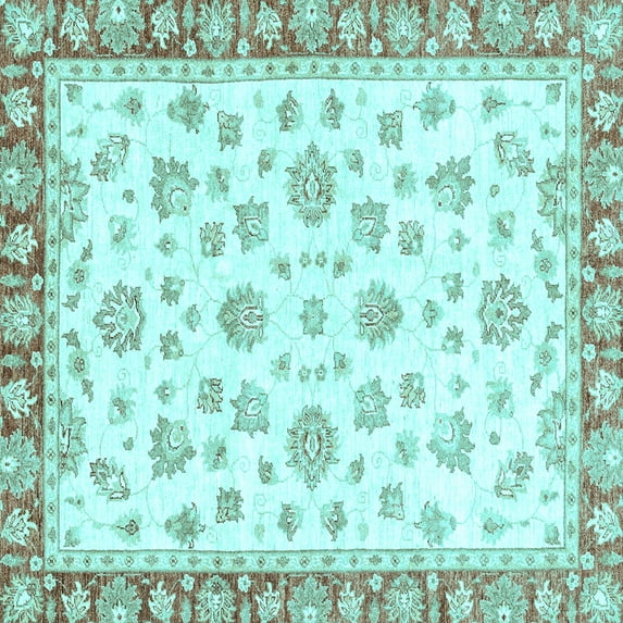 Ahgly Company Indoor Square Oriental Light Blue Traditional Area Rugs, 7' Square