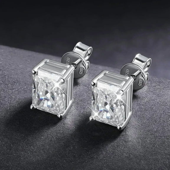 2.30Radiant Cut Moissanite Solitaire Women's Stud Earrings 14K White Gold Plated