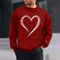 thumbnail image 1 of TaTaai Men's Valentine Heart Print Long Sleeve Round Neck Pullover, Valentine's Day Gift, Casual Sports Activewear Top Gift, 1 of 6
