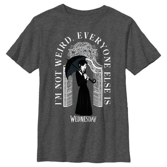Boy's Wednesday I'm Not Weird, Everyone Else Is  Graphic Tee Charcoal Heather Large