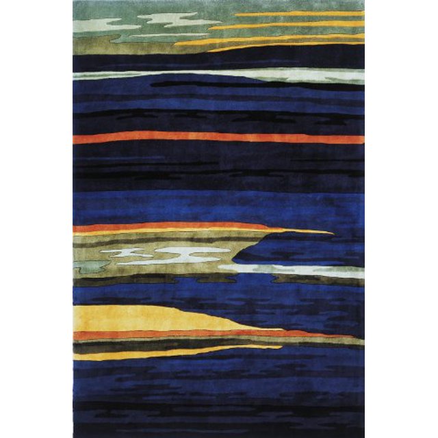 Momeni New Wave Collection Alfombra rectangular de color - Azul marino, Tamaño - 2 'X 3' Momeni Rugs, Inc. NEWWANW-13NVY2030