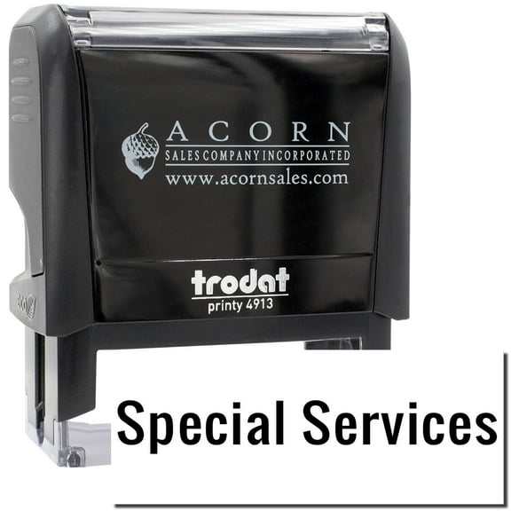 Large Self-Inking Special Services Stamp, Trodat Printy 4913, Press and Print Stamping, Impression Size 7/8" x 2-1/4", Up to 10,000 Impressions - Black Ink