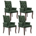 thumbnail image 2 of PAPROOS Upholstered Dining Chairs Set of 4, Chenille Fabric Tufted Dining Room Chair with Curved Solid Wood Legs, Modern Accent Dining Chair with Arm, Armchair for Kitchen, Living Room, Olive Green, 2 of 11