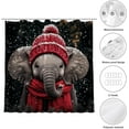 thumbnail image 4 of Winter Shower Curtain Christmas Shower Curtain, Cute Elephantes Shower Curtains for Bathroom, Snow Fabric Bath Curtains Set with 12 Hooks, 4 of 6