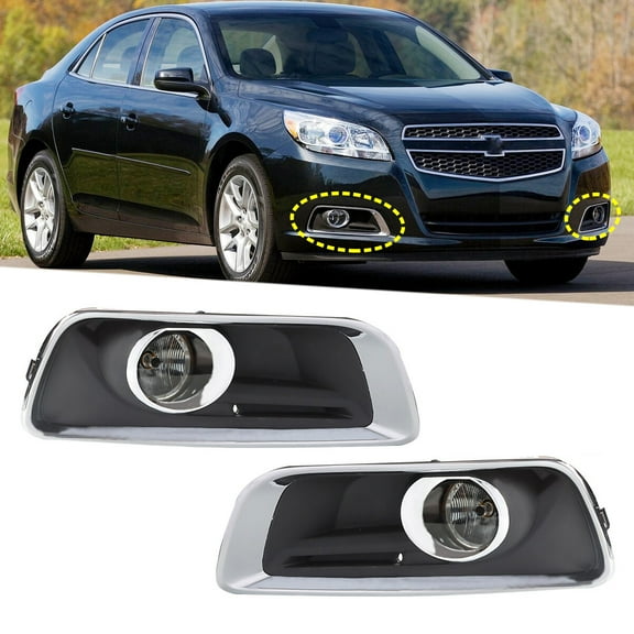 Pair of Fog Light Lamps Kit Fit for Chevy Chevrolet Malibu 2013-2015