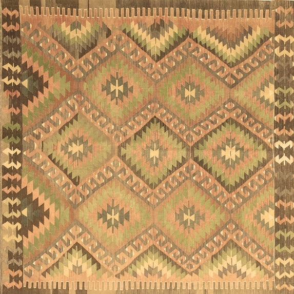 Ahgly Company Indoor Square Southwestern Brown Country Area Rugs, 5' Square