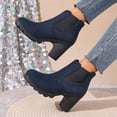 thumbnail image 4 of OKBOP Women's Heeled Boots Round Toe Zip-Up Stability Foam Cushioning Blue Stylish Women's Boots Sizes 40, 4 of 5