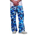 thumbnail image 3 of Men's Cargo Pants Relaxed Fit Straight Leg Camo Print Work Pants with 4 Pockets Elastic Waistband Drawstring Lightweight Trousers for Hiking Outdoor Daily Wear Navy L, 3 of 7