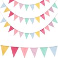 thumbnail image 1 of SERWOO 4 Stück Wimpelkette Wimpel Banner Wimpel Girlande draußen Outdoor Dekoration für Hochzeit Party Weihnachten Geburtstagsfeier (3 metros 12 piezas Wimpel/Jede Girlande) Zhivalor  DE-CJW-0854, 1 of 7