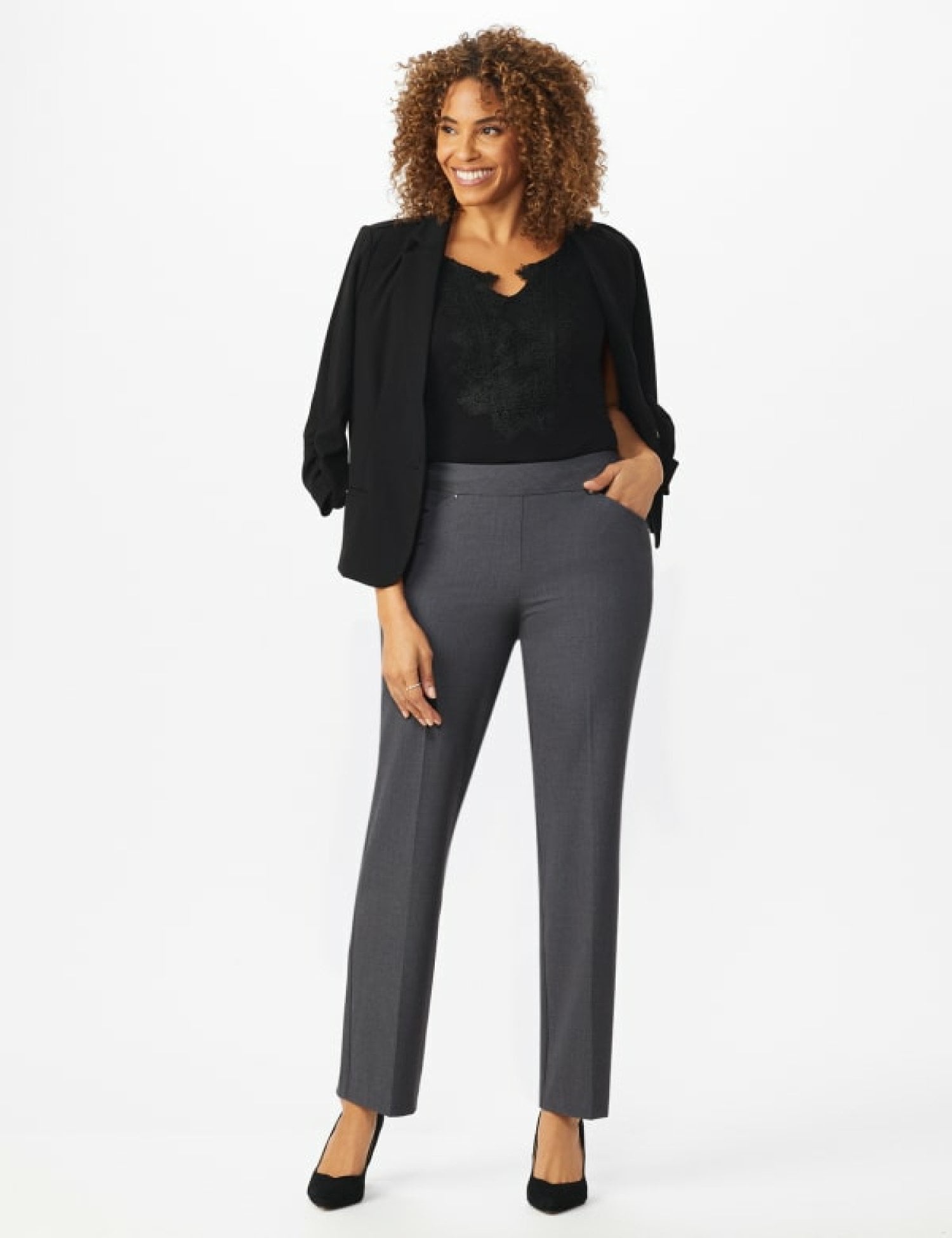 DressBarn Women's Roz & Ali Secret Agent Tummy Control Pants Cateye -  Walmart.com