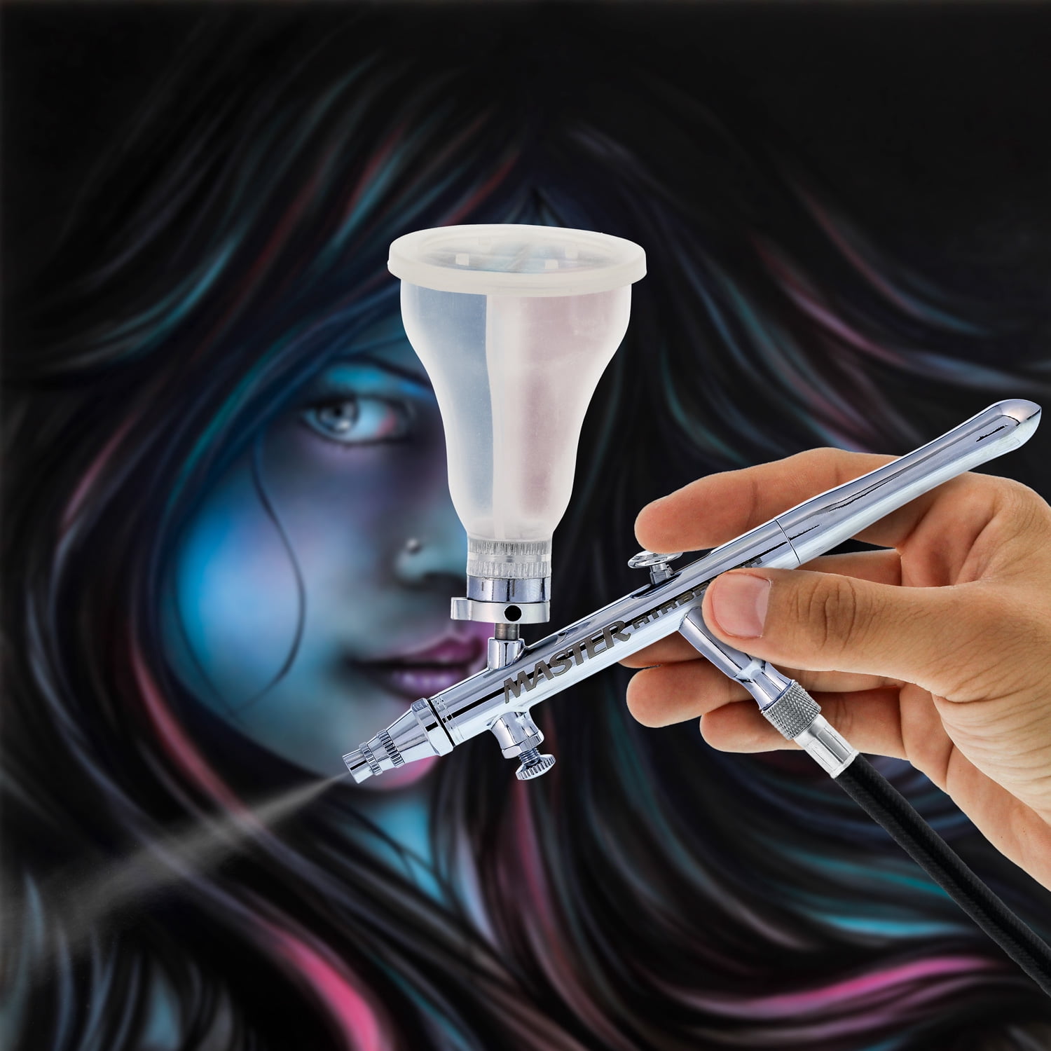 New Pro 4 COLOR GRAVITY CUP Dual-Action AIRBRUSH SET KIT Cake Tattoo Paint Hobby