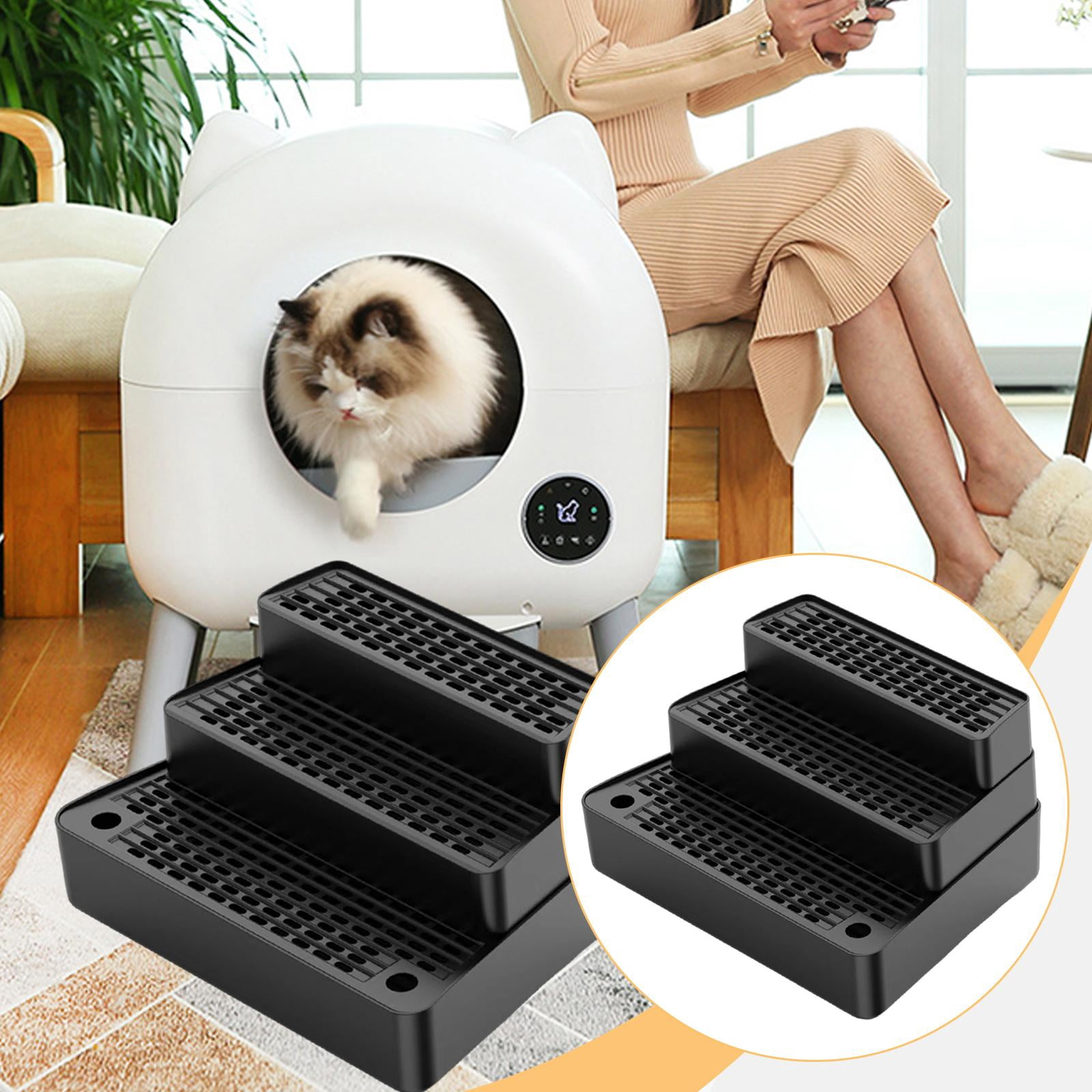 Litter Box Ramp Cat Litter Stair Footboard with Washable Plastic for Automatic Self Cleaning Litter Boxes
