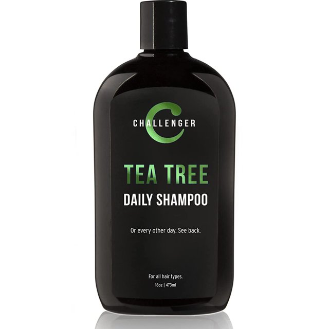 Champú de árbol de té Challenger | Producto de ducha para hombres | Para el cuero cabelludo seco y con picazón | Elimina la suciedad y los aceites | Sin sulfato | Aceite de Argán Biotina Queratina | 1
