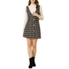 Allegra K Women's Button V Neck Plaid Tweed High Waist Office Overall Dress