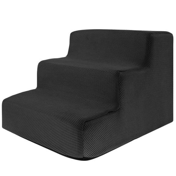 Evjurcn Dog Stairs Ramp for Bed, 3-Step Pet Stairs for Small Dogs with Removable Cover Non-Slip Dog Steps Suitable for Sofa Low Bed Couch, 11.8"H