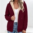 thumbnail image 2 of Nfurl Women's Sherpa Fleece Lining Jackets Long Sleeve Zip up Jackets with Hooded and Pockets Warm Fall Winter Coats Wine,XL, 2 of 6