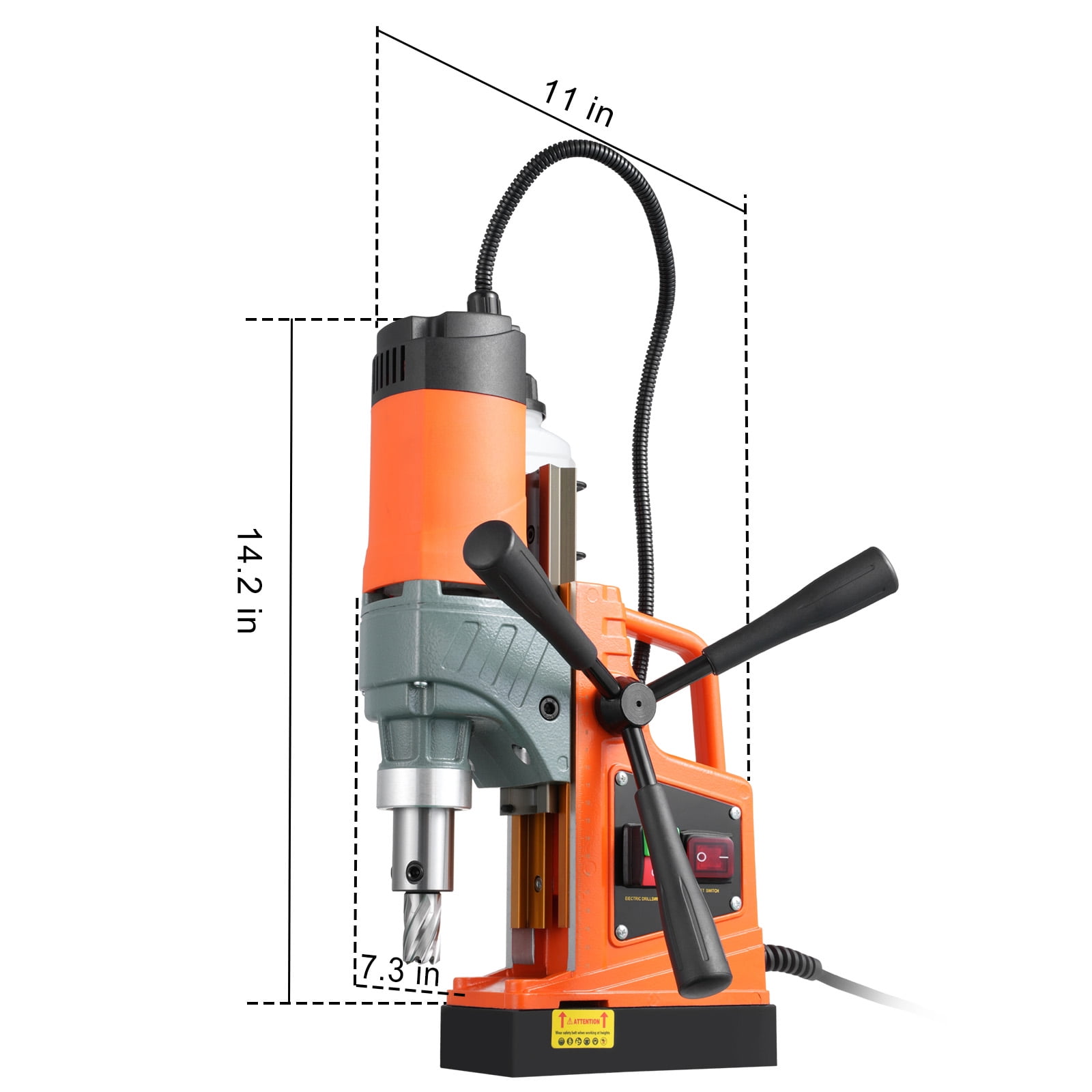 KFFKFF Magnetic Drill with 1450W Motor, 1.6-inch Boring Capacity, 2810 lbf Portable Electric Drill Press, Includes 11 Coring Bits, 850 RPM Speed