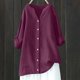 thumbnail image 2 of Blusa holgada con botones para mujer: camisa de manga larga y color liso, top informal con cuello en V para el trabajo o el fin de semana, tallas S-5XL., 2 of 4