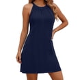 thumbnail image 2 of IUYRTFE Women's Sleeveless Crew Neck A Line Mini Dress Loose Fit Solid Color Summer Shift Dress, 2 of 5