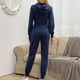 thumbnail image 4 of Hoodie Sweatsuit Long Sleeve Short Style Zipper Hooded 2 Piece Casual Outfits for Women Purplish Blue XL, 4 of 6