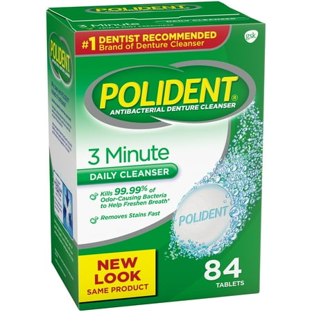 Polident® 3 Minute Triple Mint Antibacterial Daily Denture Cleanser Effervescent Tablets 84 ct Box
