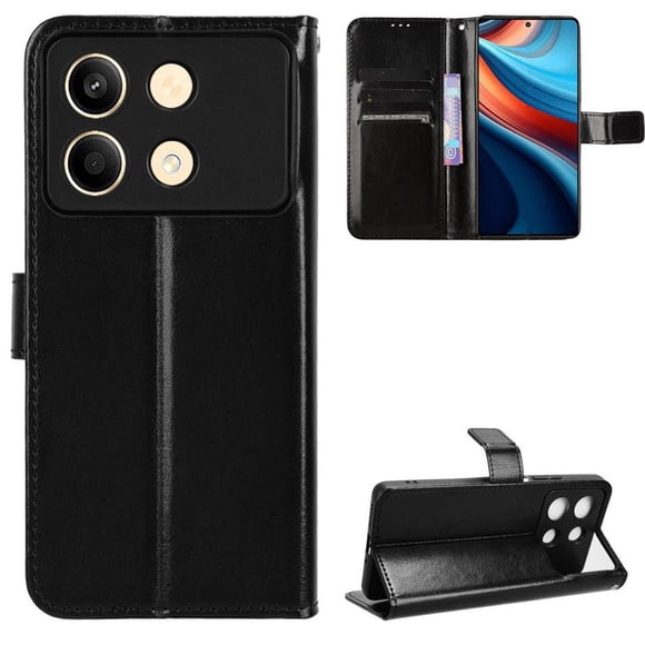 Flip Case for Xiaomi Poco X6 Neo 5G All-in-One Wallet Multifunctional Folio Flip Cover with Card Holder and Detachable Wrist Strap